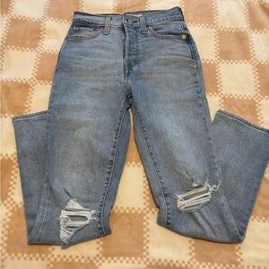 Levi's High Rise wedgie straight Distressed Blue Jeans